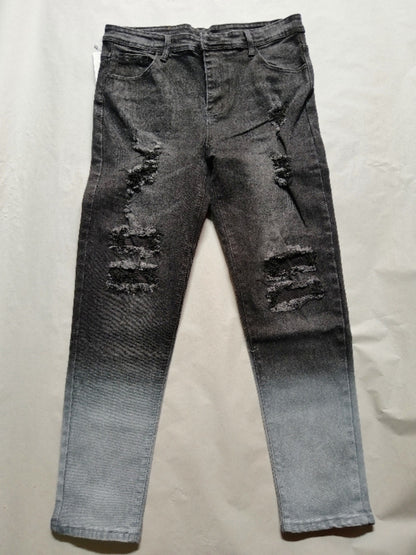Hole-in-the-side denim ankle pants