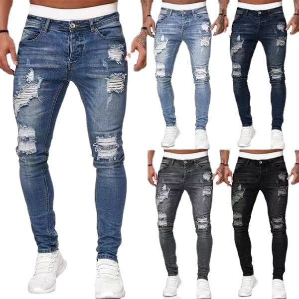 Hole-in-the-side denim ankle pants