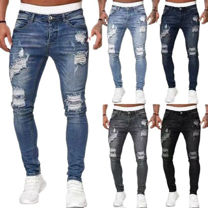 Hole-in-the-side denim ankle pants