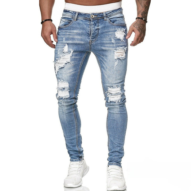 Hole-in-the-side denim ankle pants