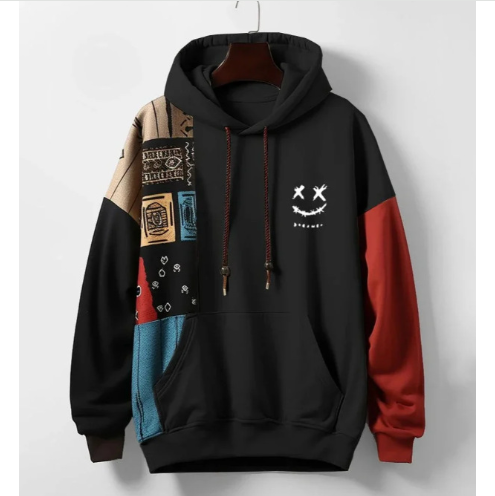 Mens 3D Print Hooded Sweatshirt Loose Comfortable Fleece Pullover