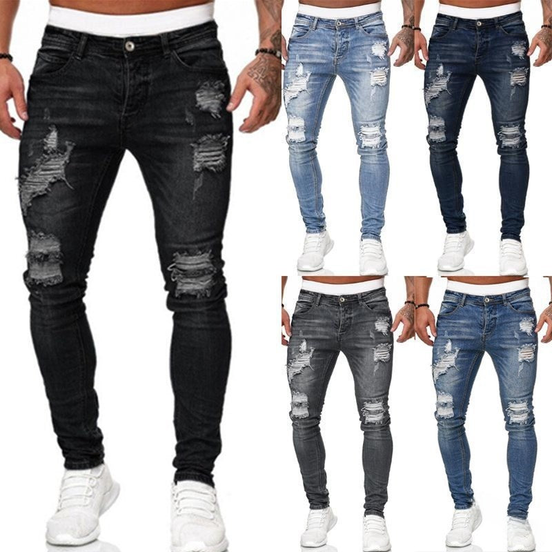 Hole-in-the-side denim ankle pants