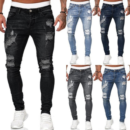 Hole-in-the-side denim ankle pants