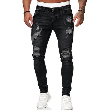 Hole-in-the-side denim ankle pants
