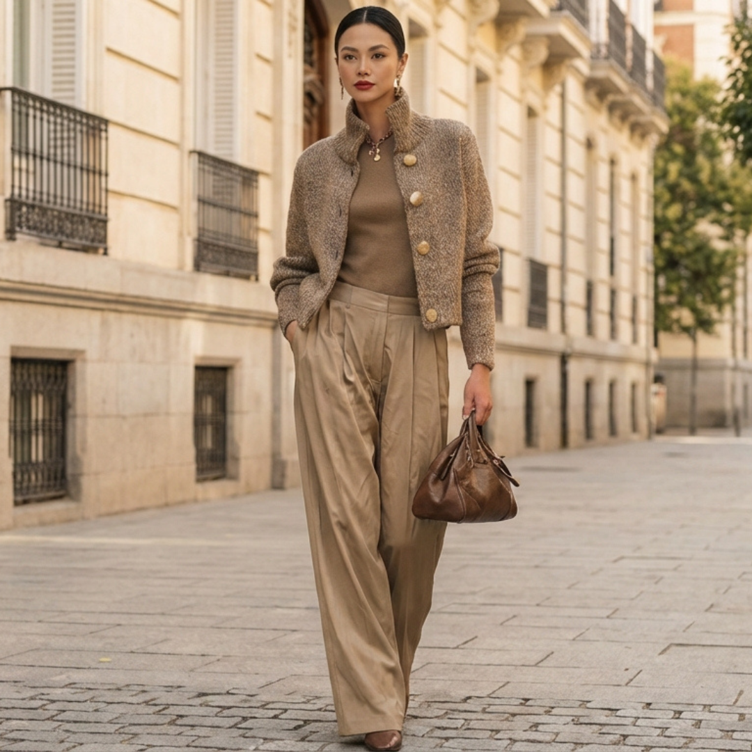 Cárdigan de Punto con Cuello Alto y Botones para Mujer