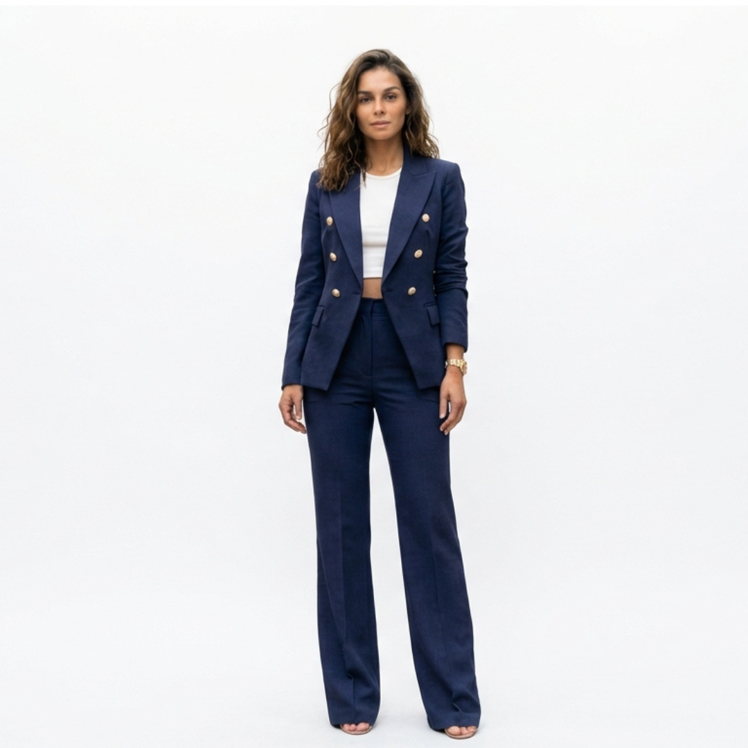 Blazer de Doble Botonadura de Corte Estructurado para Mujer