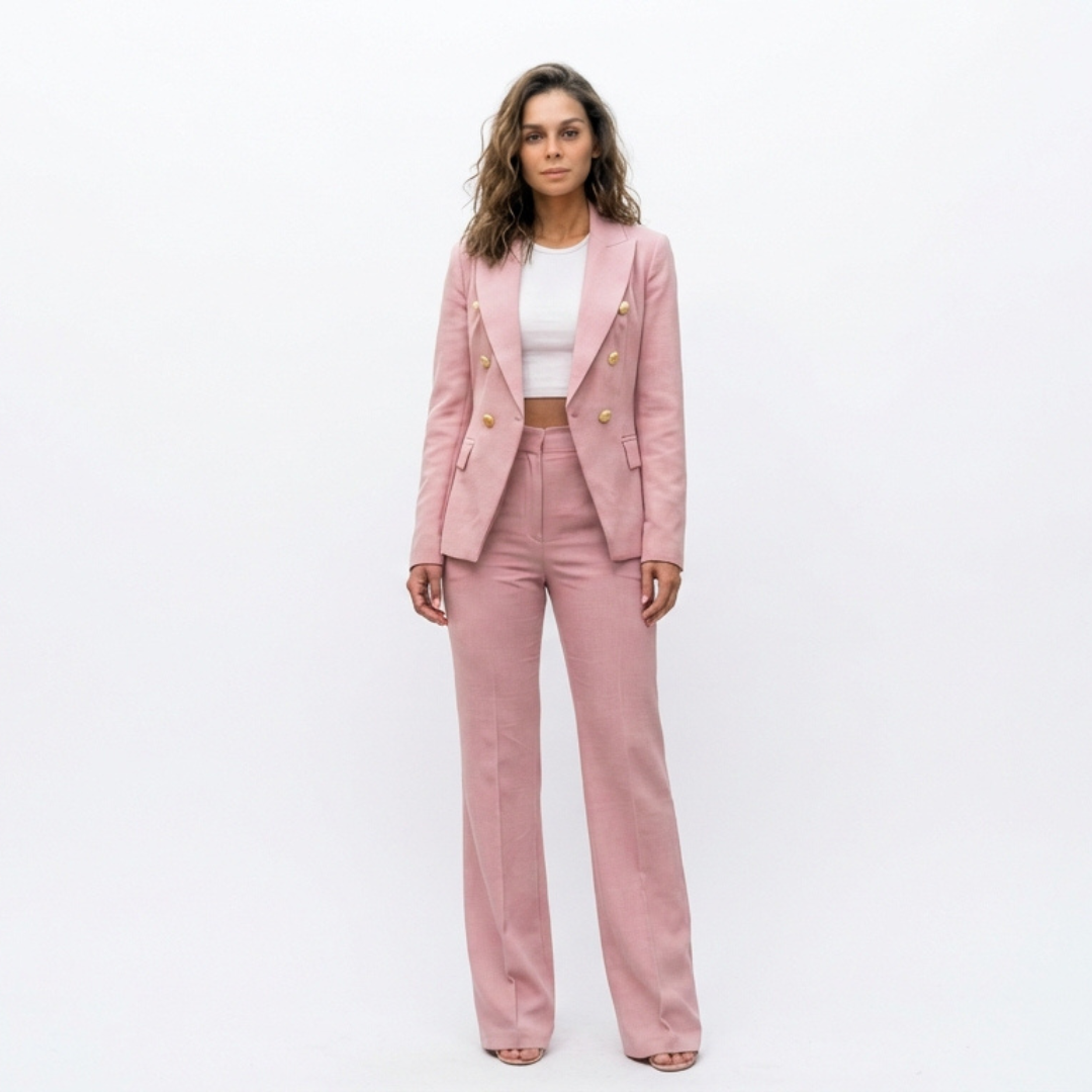 Blazer de Doble Botonadura de Corte Estructurado para Mujer