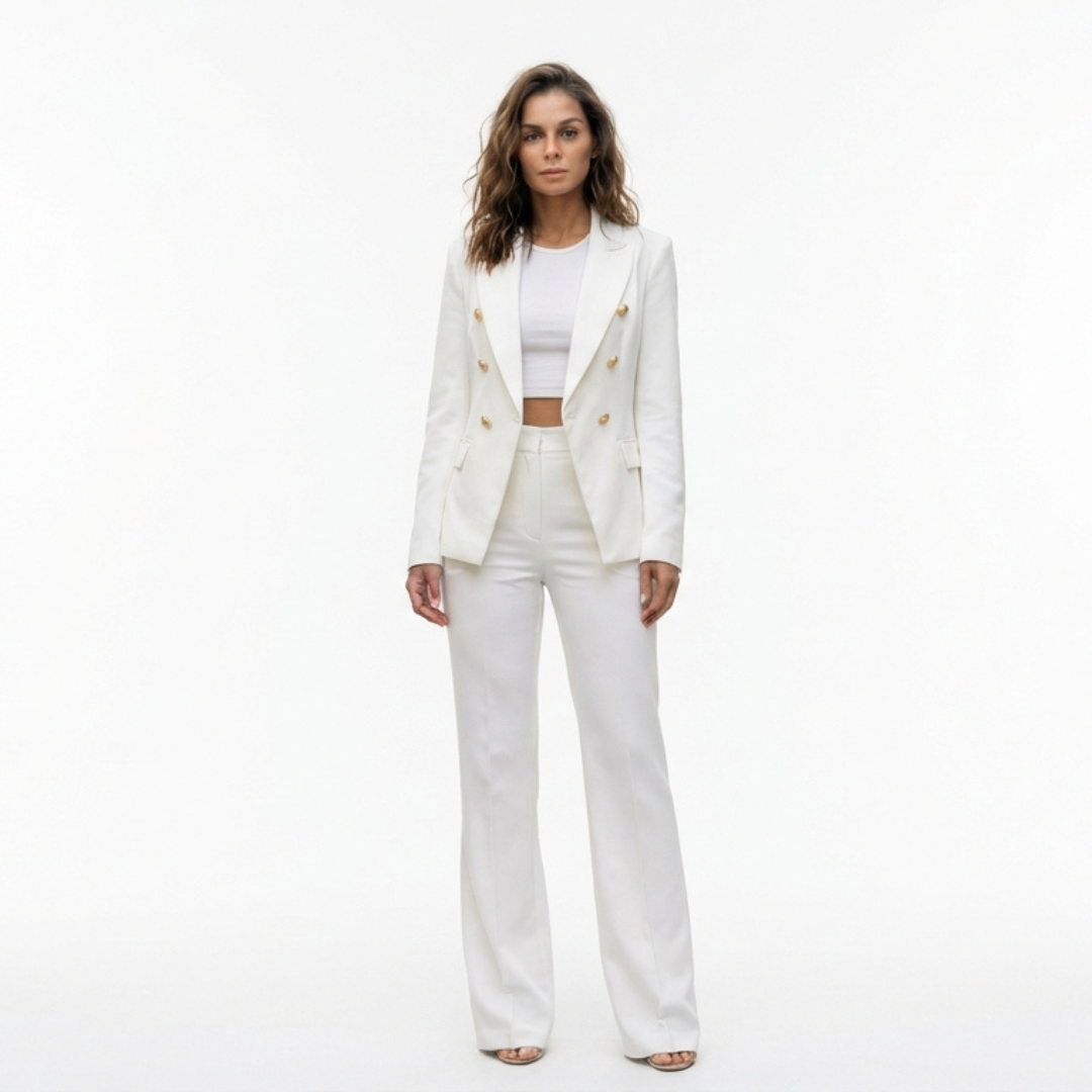 Blazer de Doble Botonadura de Corte Estructurado para Mujer
