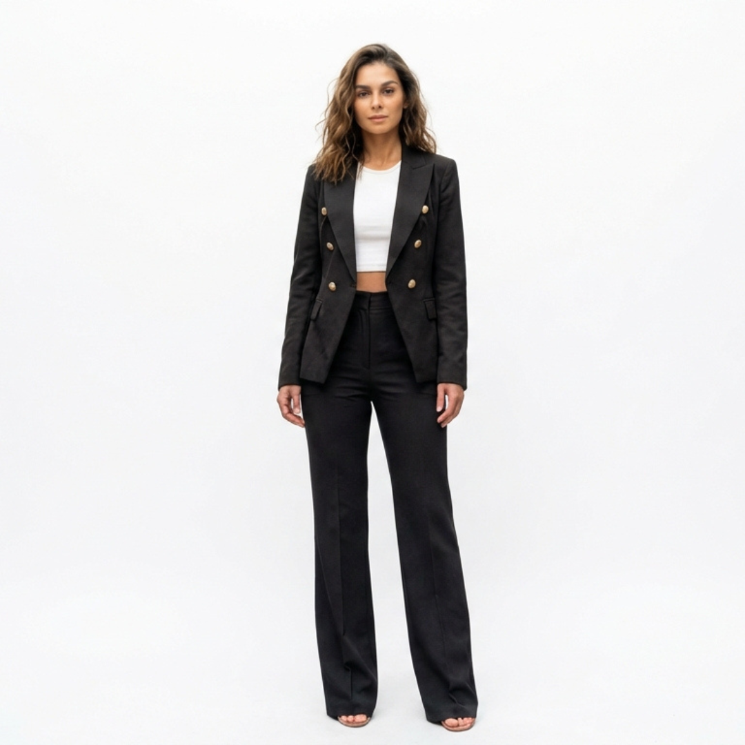 Blazer de Doble Botonadura de Corte Estructurado para Mujer