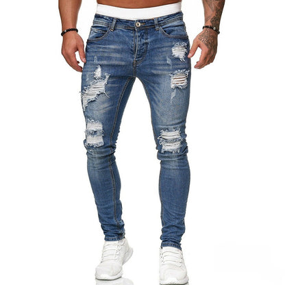Hole-in-the-side denim ankle pants