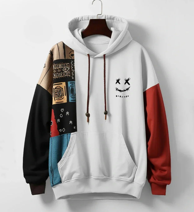 Mens 3D Print Hooded Sweatshirt Loose Comfortable Fleece Pullover
