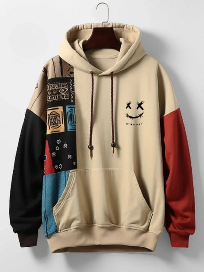 Mens 3D Print Hooded Sweatshirt Loose Comfortable Fleece Pullover