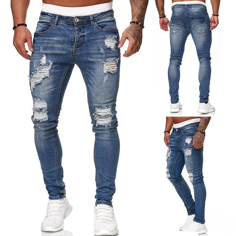 Hole-in-the-side denim ankle pants