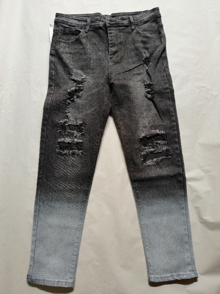 Hole-in-the-side denim ankle pants