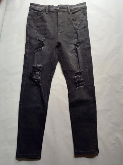 Hole-in-the-side denim ankle pants
