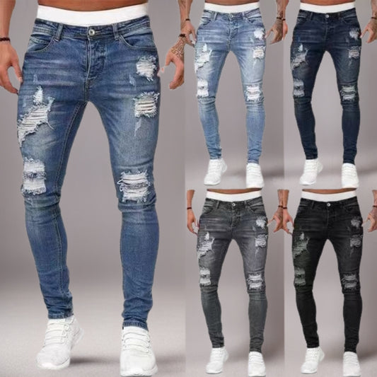 Hole-in-the-side denim ankle pants